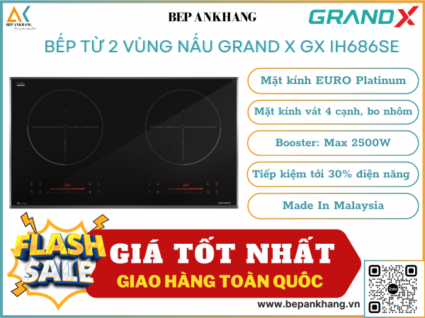 Bếp từ 2 vùng nấu Grand X GX IH686SE - Made In Malaysia